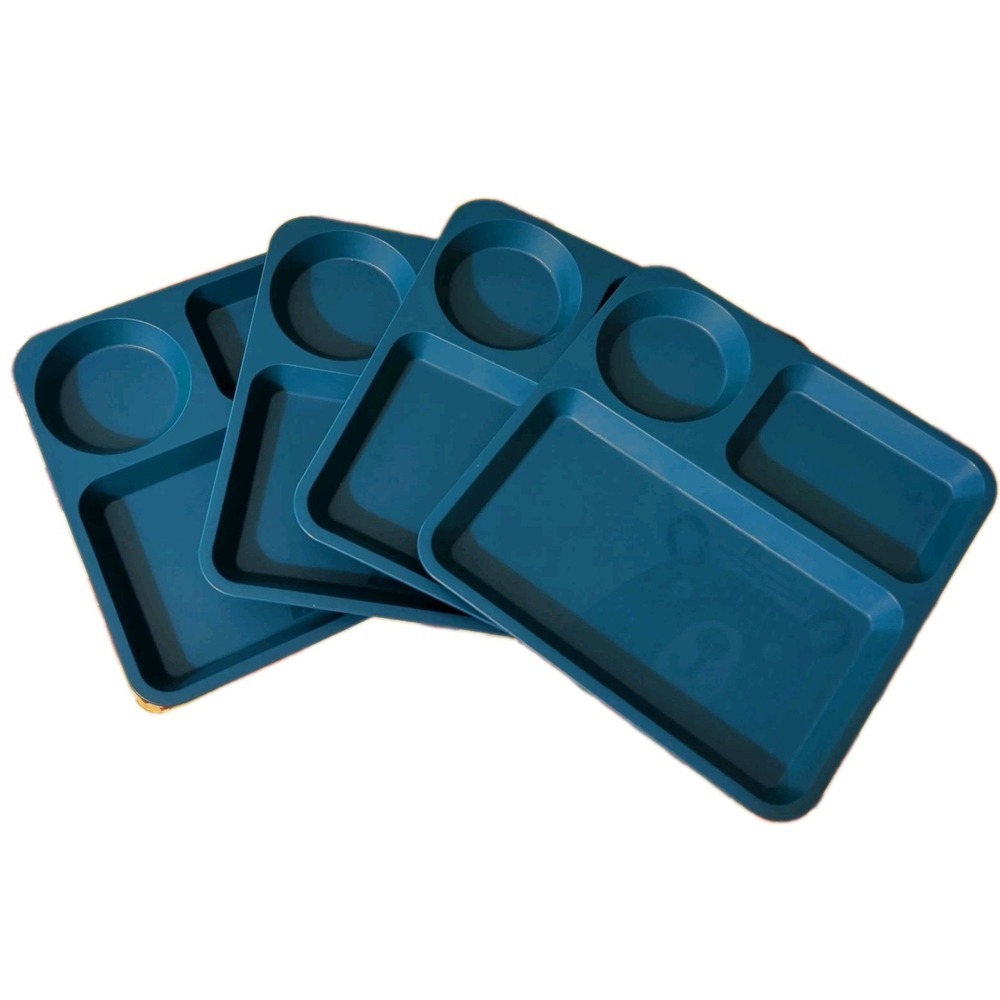 Target Pillowfort 4x Blue Plastic Divided Children Food Trays Picnic Lunch Bear